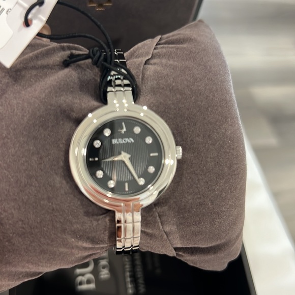 Bulova Rhapsody black dial watch, with 8 diamonds! New! - Picture 6 of 6